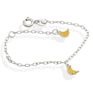 Pulseira Bananas Resina 12mm x 140mm Prata 925
