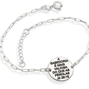 Pulseira "A Sabedoria e Mais Valiosa Do Que As Perolas" Jo 28:18 15mm x 200mm Prata 925