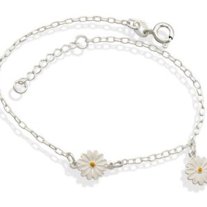 Pulseira Margaridas Resina 12mm x 200mm Prata 925