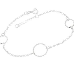 Pulseira Elo Português Argolas Fio Torcido 15mm x 200mm Prata 925