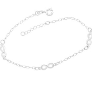 Pulseira Elo Longo Infinito 10mm 4mm x 200mm Prata 925