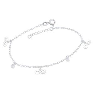 Pulseira Infinito 10mm c/Zircônias 7mm x 200mm Prata 925