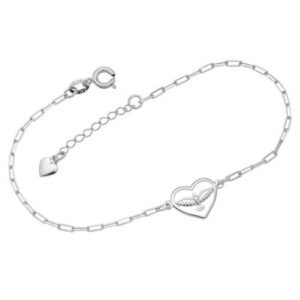 Pulseira Coraçao Vaz Espirito Santo c/ Coracao 5mm 10mm x 200mm Prata 925
