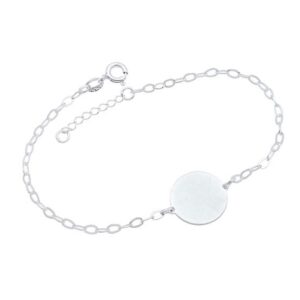 Pulseira Elo Oval Redondo Liso 15mm x 200mm Prata 925