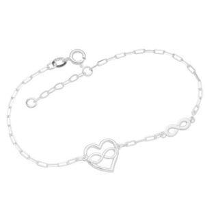 Pulseira Cartie Coraçao 12mm Vazado Infinito e 1 Infinito 12mm x 200mm Prata 925