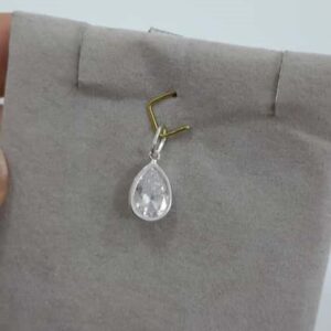 Pingente De Prata Pedra De Zircônia Gota No Aro - G - Prata 925