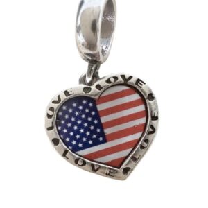Pingente Berloque Coração Estados Unidos Prata Legítima 925