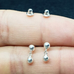 Brinco Bolinha Pendente 3mm Tarraxa Baby - Prata 925 BF009