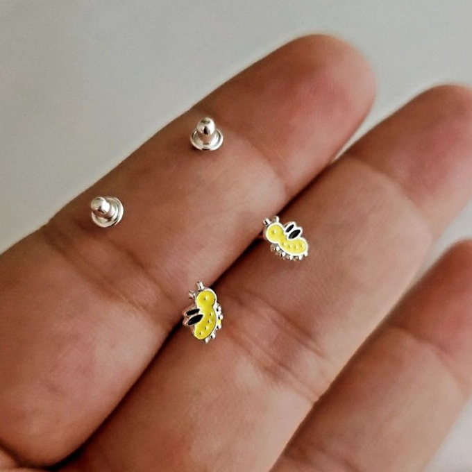 Brinco Abelha Tarraxa Baby - Prata 925 BF604 - Imagem 5