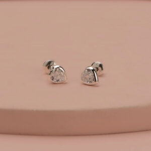 Brinco Coração Tarraxa baby 4mm - Prata 925 BR054