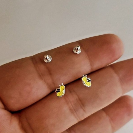Brinco Abelha Tarraxa Baby - Prata 925 BF604 - Imagem 4