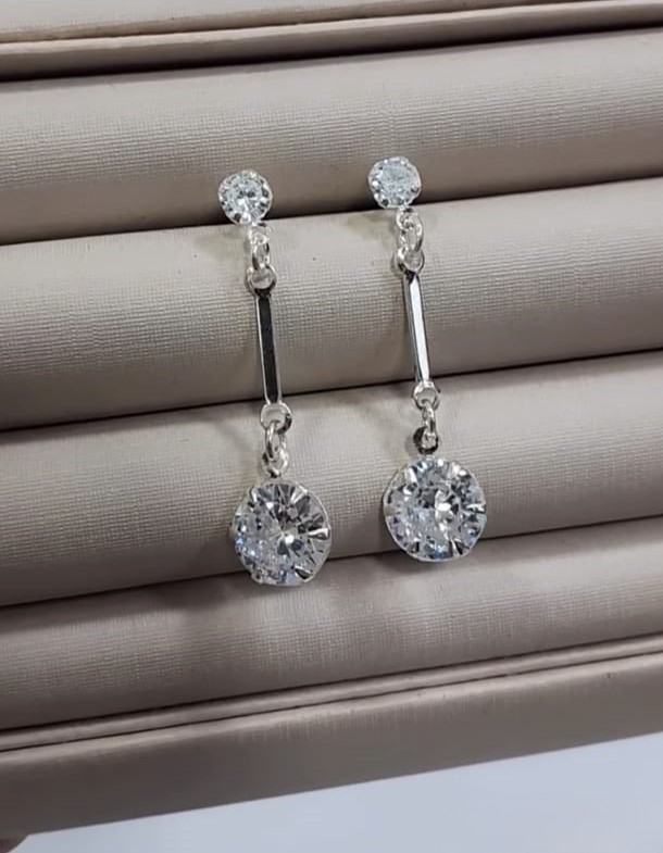 Brinco Pendente Zircônia - Prata 925 Z38