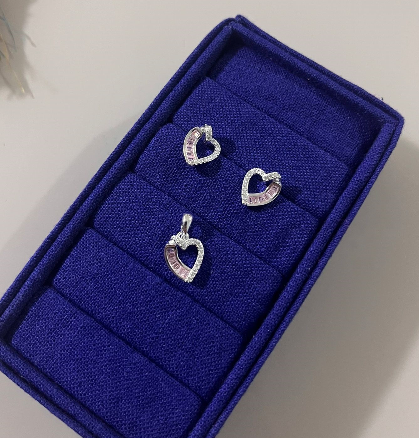 Colar + Brinco Coração Zircônia Cravejada - Prata 925 121180 - Imagem 3
