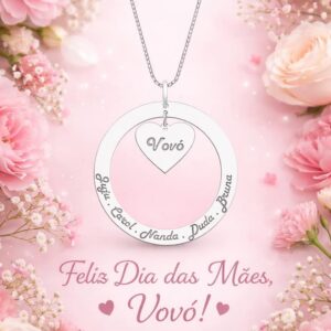 COLAR PERSONALIZADO REDONDO VAZADO COM CORAÇÃO PENDURADO  -  21255