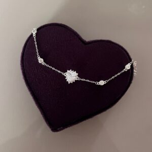 Pulseira Coração Zircônia Borda Cravejada em Prata 925  -  122841