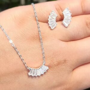 Colar + Brinco Zircônia  – Prata 925