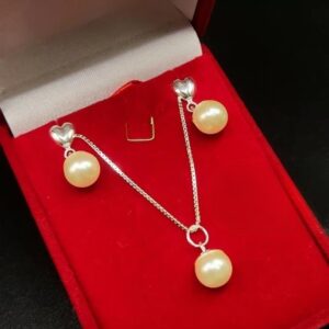 Kit Cordão + Brinco Pérola Sintética em Prata 925