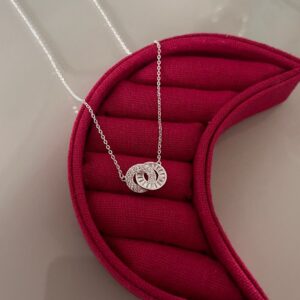 Colar Dois Aros Vazados Cravejados em Prata 925  -  120900