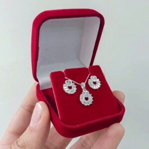 Colar + Brinco Zircônia Cravejado - Prata 925