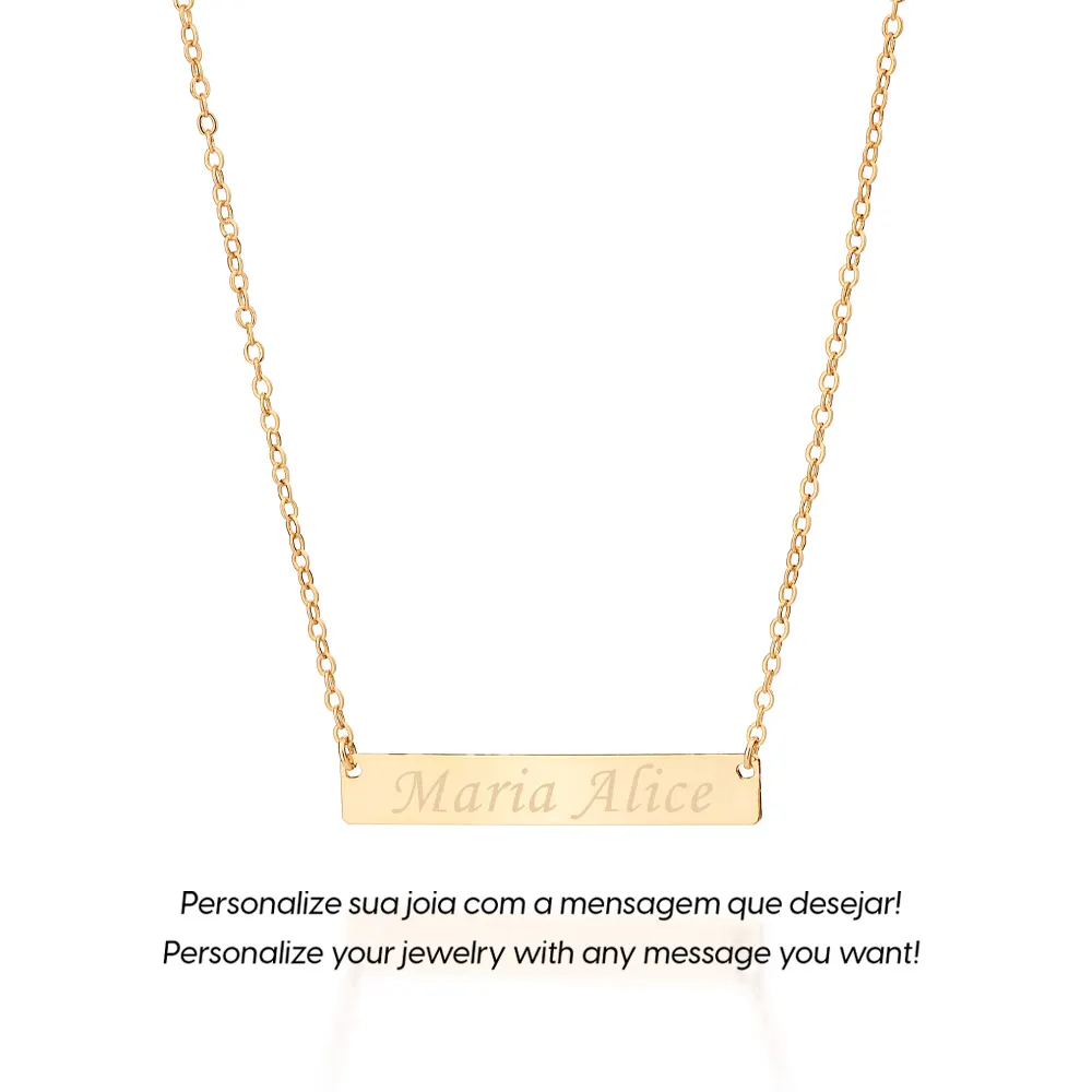 GARGANTILHA COM PINGENTE PLACA PERSONALIZÁVEL BANHADA A OURO 18K 5326235000 - Imagem 5