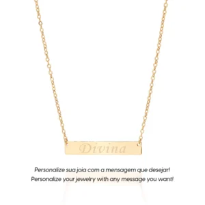 GARGANTILHA COM PINGENTE PLACA PERSONALIZÁVEL BANHADA A OURO 18K   5326235000