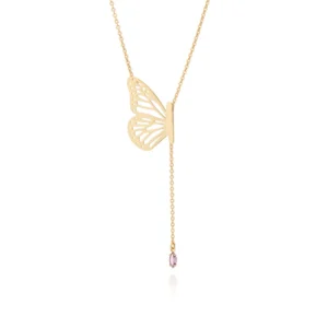 GARGANTILHA GRAVATA BORBOLETA BANHADA A OURO 18K COM ZIRCÔNIA   5326336085