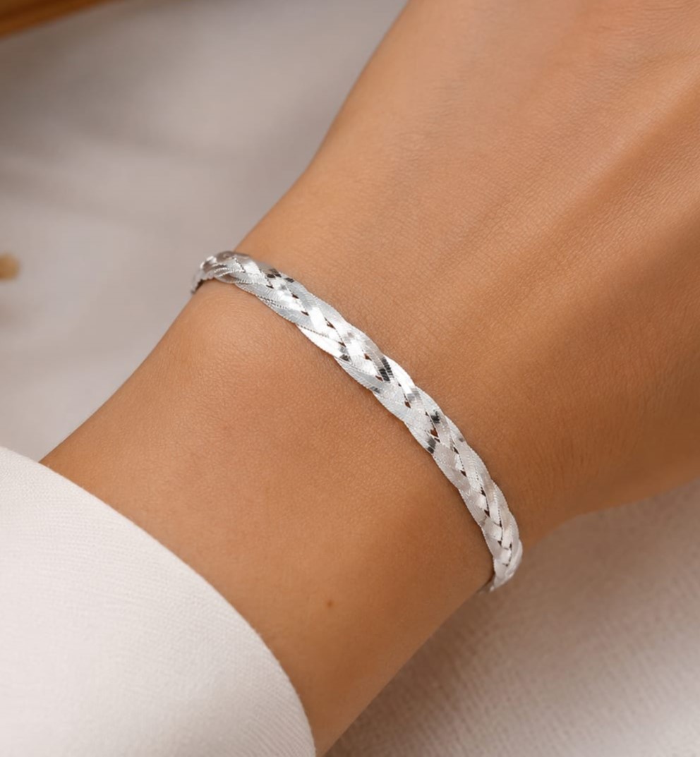 Pulseira 2 fios ( Trança ) Prata 925 - 240282.19
